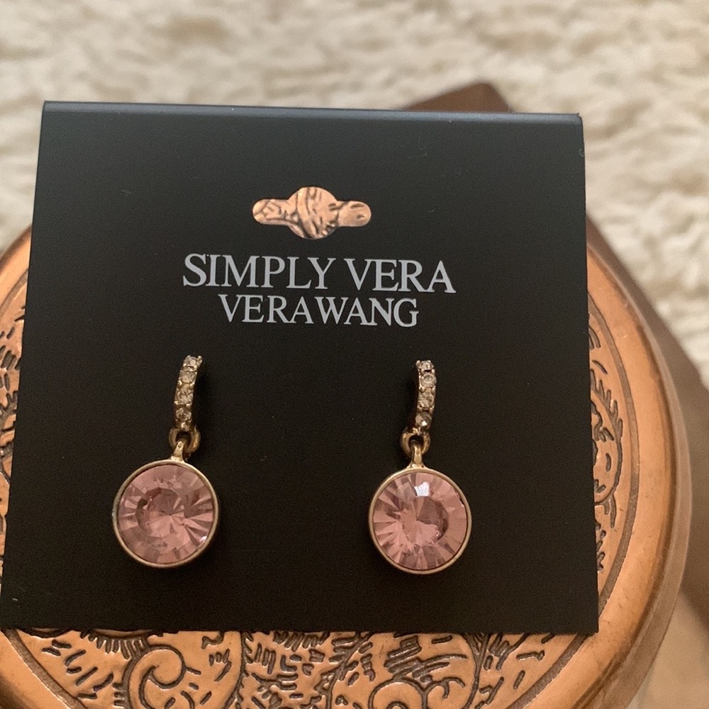 Simply Vera Wang Sparkling Pink Drop Earrings